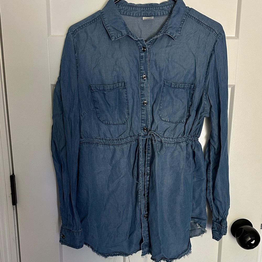 Maternity Time and Tru Blue Button Down Shirt